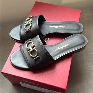 Salvatore Ferragamo Black Slide Sandals